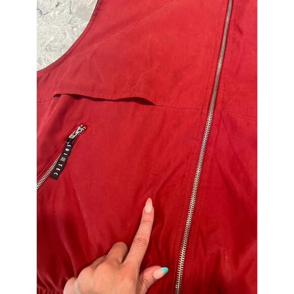 Portsmouth Country Club Vest Windbreaker Jacket Red American Flag Medium JL - Picture 5 of 8